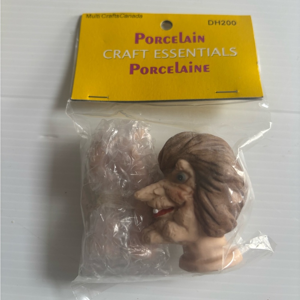 Vintage Porcelain Witch Doll Head Multi Crafts Canada NOS